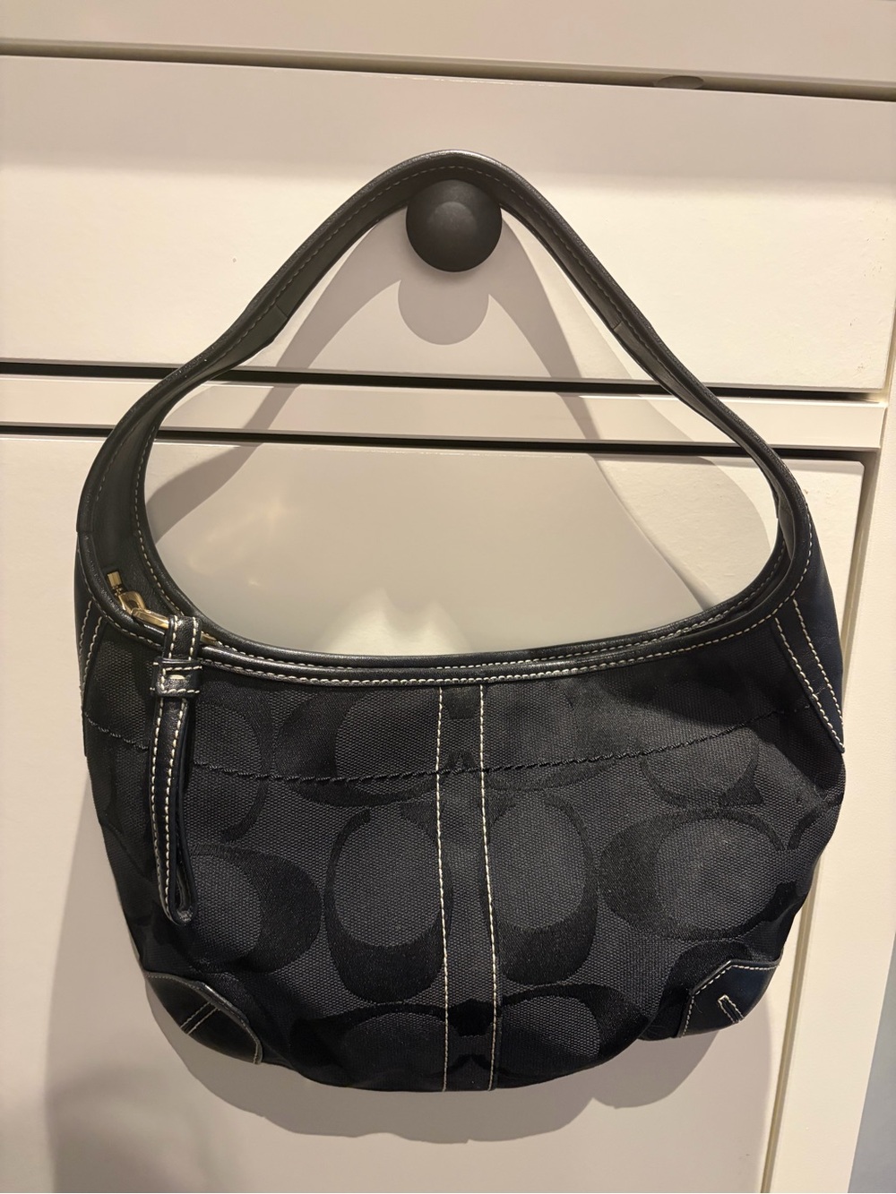 Coach 11289 Black Signature Jacquard Hobo Shoulder Bag Y2K Vintage Gold Hardware